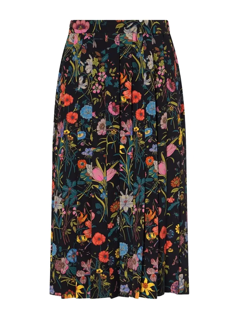 Gucci Pleated Printed Silk Skirt | Image 1 Gucci Pleated Printed Silk Skirt | Image 1