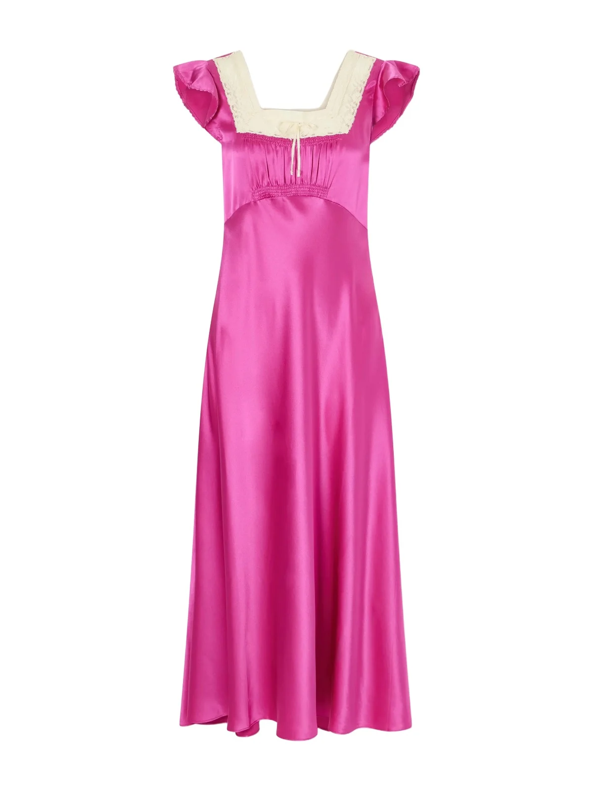 Corina Lace-trimmed Silk-satin Midi Dress Corina Lace-trimmed Silk-satin Midi Dress