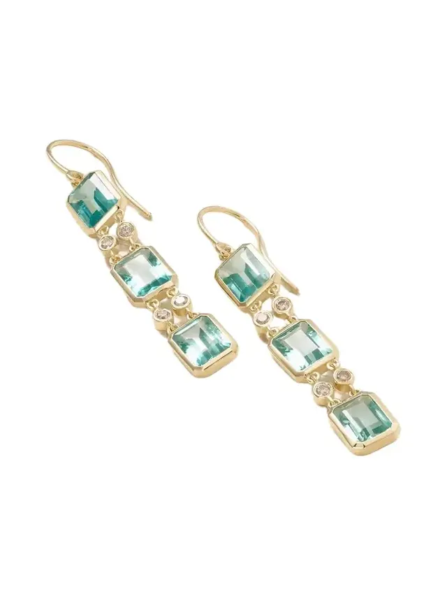 Tile Drop 18-karat Gold Apatite And Diamond Earrings Tile Drop 18-karat Gold Apatite And Diamond Earrings