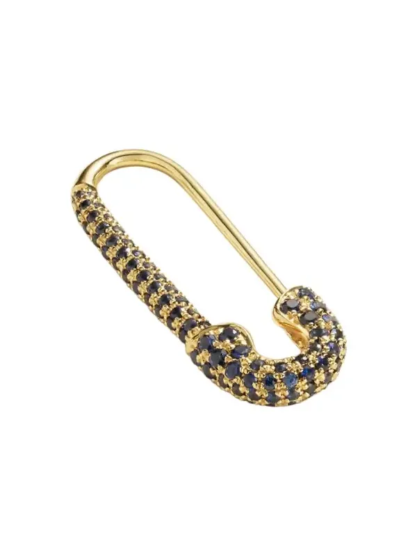 Safety Pin 18-karat Gold Sapphire Earring