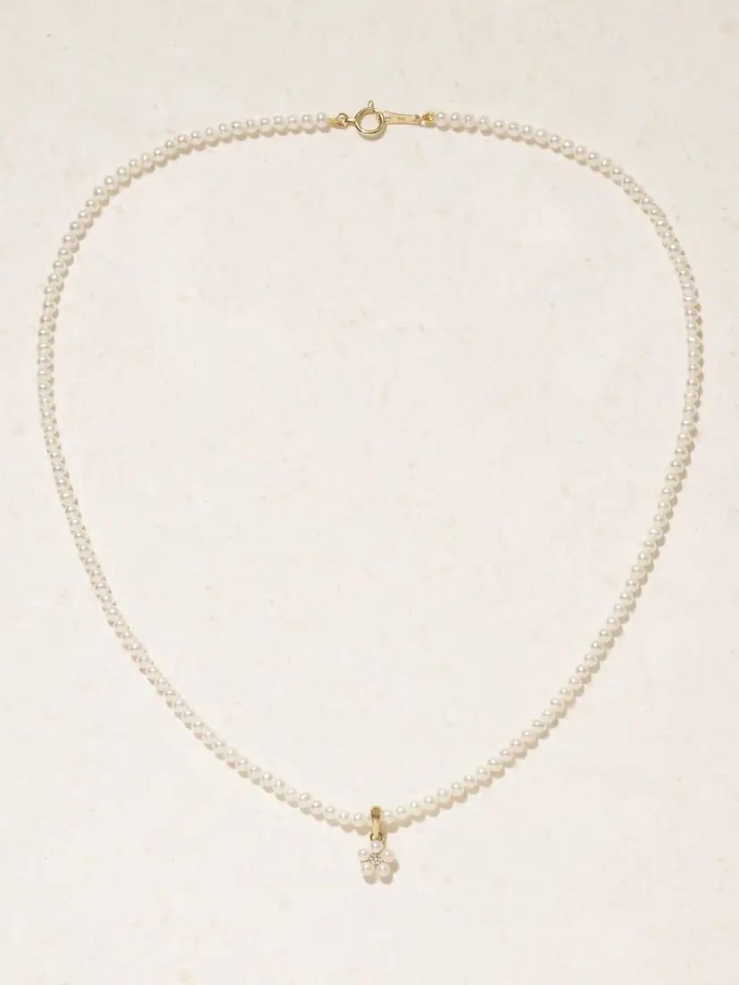 Mizuki 14-karat Gold, Pearl And Diamond Necklace | Thumbnail 4