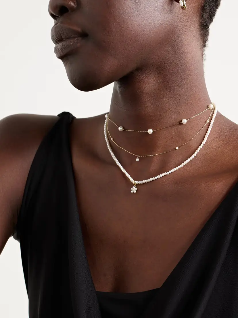 Mizuki 14-karat Gold, Pearl And Diamond Necklace | Thumbnail 5