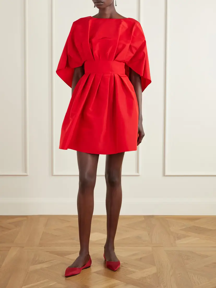 Carolina Herrera Pleated Silk-faille Mini Dress | Thumbnail 2 Carolina Herrera Pleated Silk-faille Mini Dress | Thumbnail 2