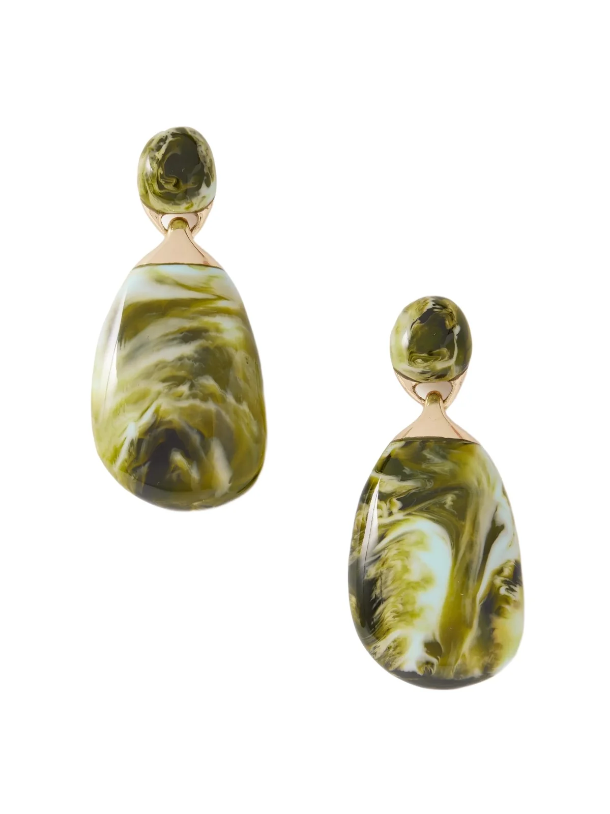River Rock Large Gold-tone Resin Earrings