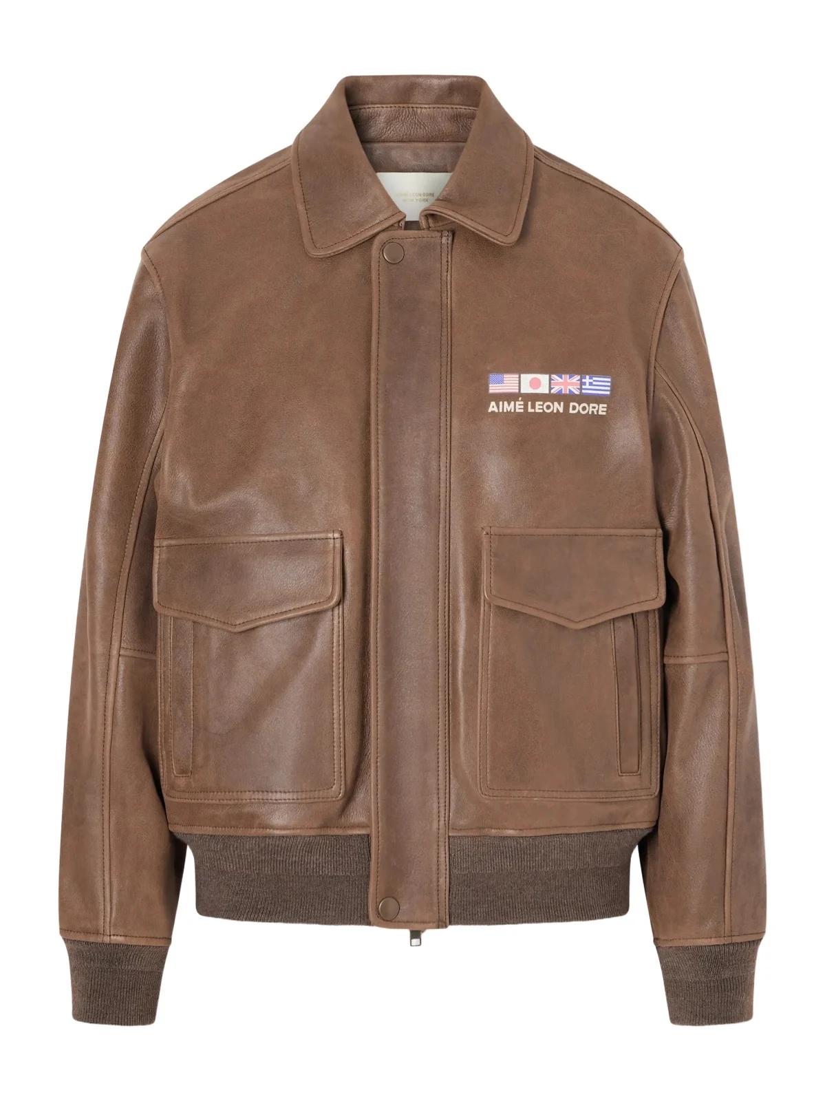 Aimé Leon Dore World’s Borough Printed Leather Jacket