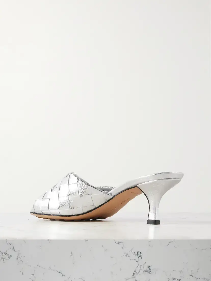 Bottega Veneta Blink Twisted Intrecciato Metallic Leather Mules | Thumbnail 3 Bottega Veneta Blink Twisted Intrecciato Metallic Leather Mules | Thumbnail 3