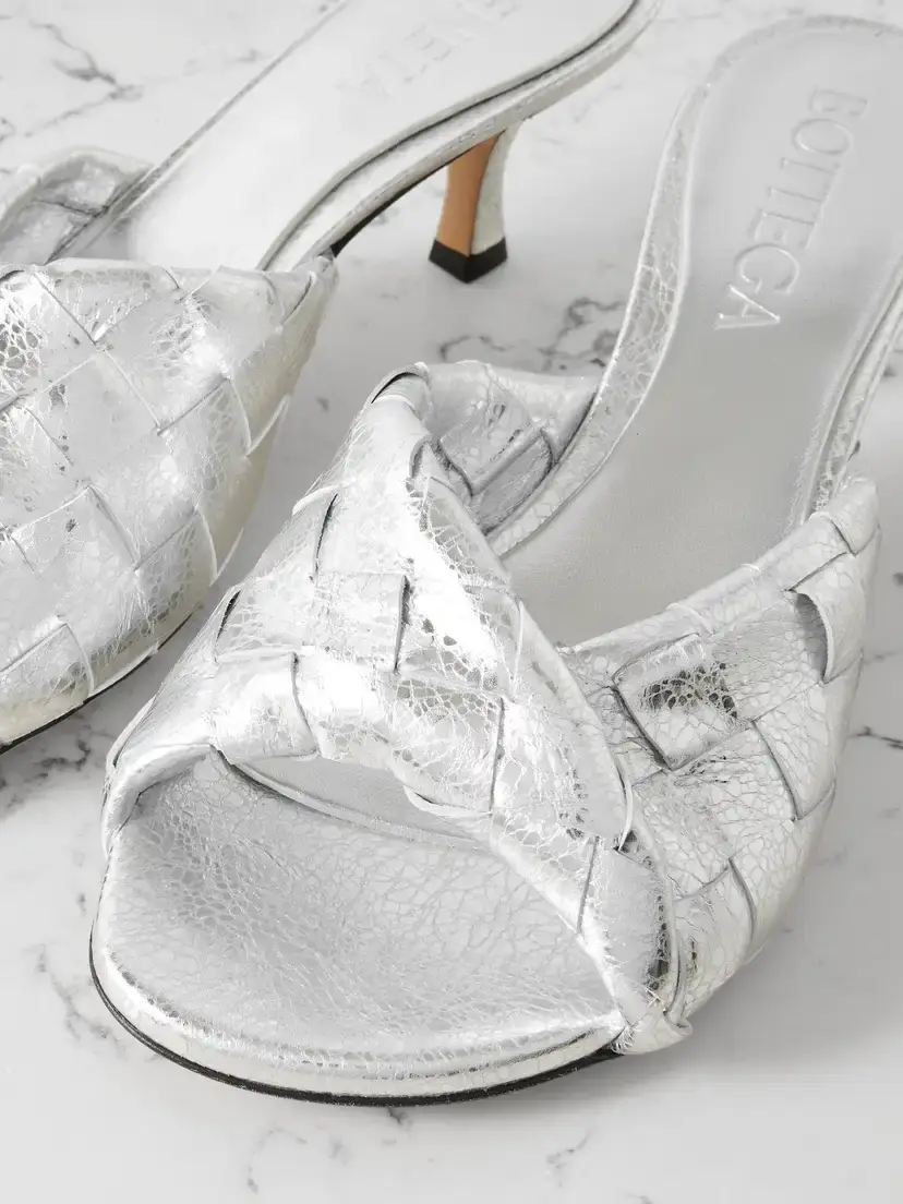 Bottega Veneta Blink Twisted Intrecciato Metallic Leather Mules | Thumbnail 4 Bottega Veneta Blink Twisted Intrecciato Metallic Leather Mules | Thumbnail 4