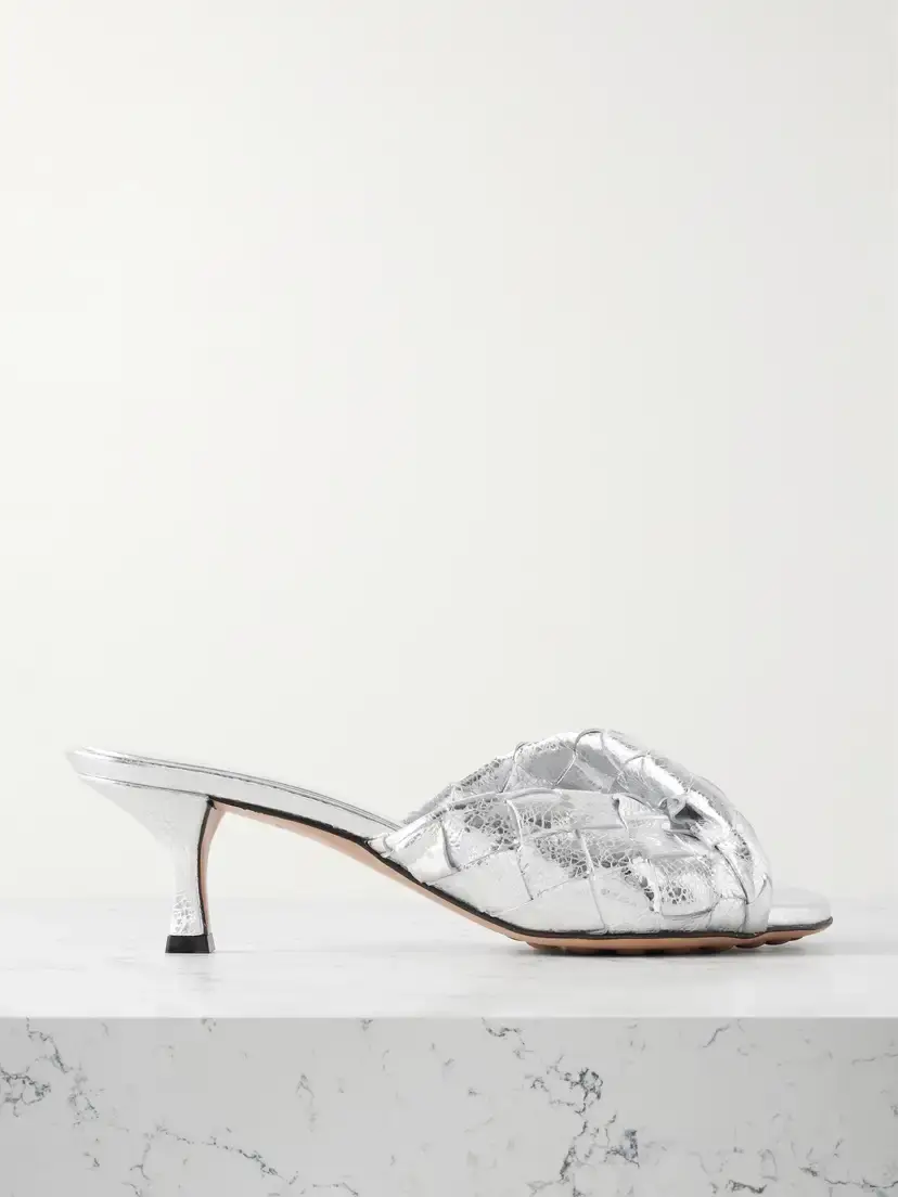 Blink Twisted Intrecciato Metallic Leather Mules Blink Twisted Intrecciato Metallic Leather Mules