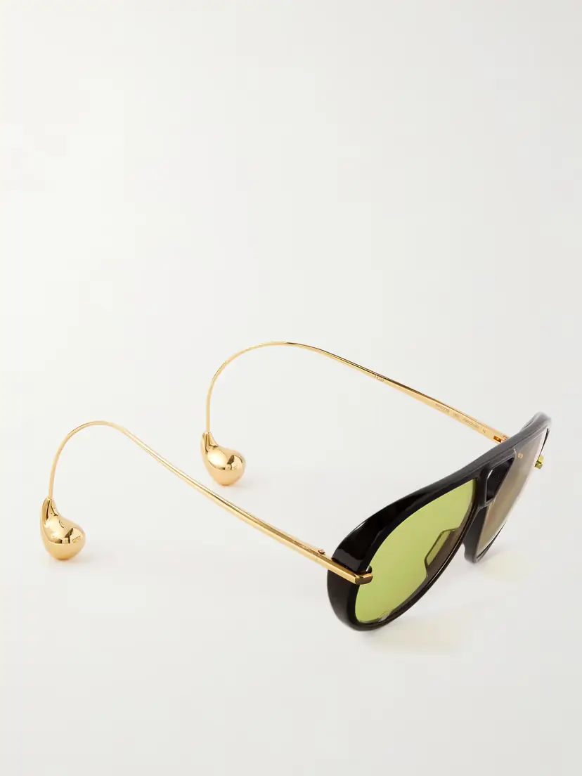 Bottega Veneta Eyewear Embellished Aviator-style Recycled-acetate And Gold-tone Sunglasses | Thumbnail 3