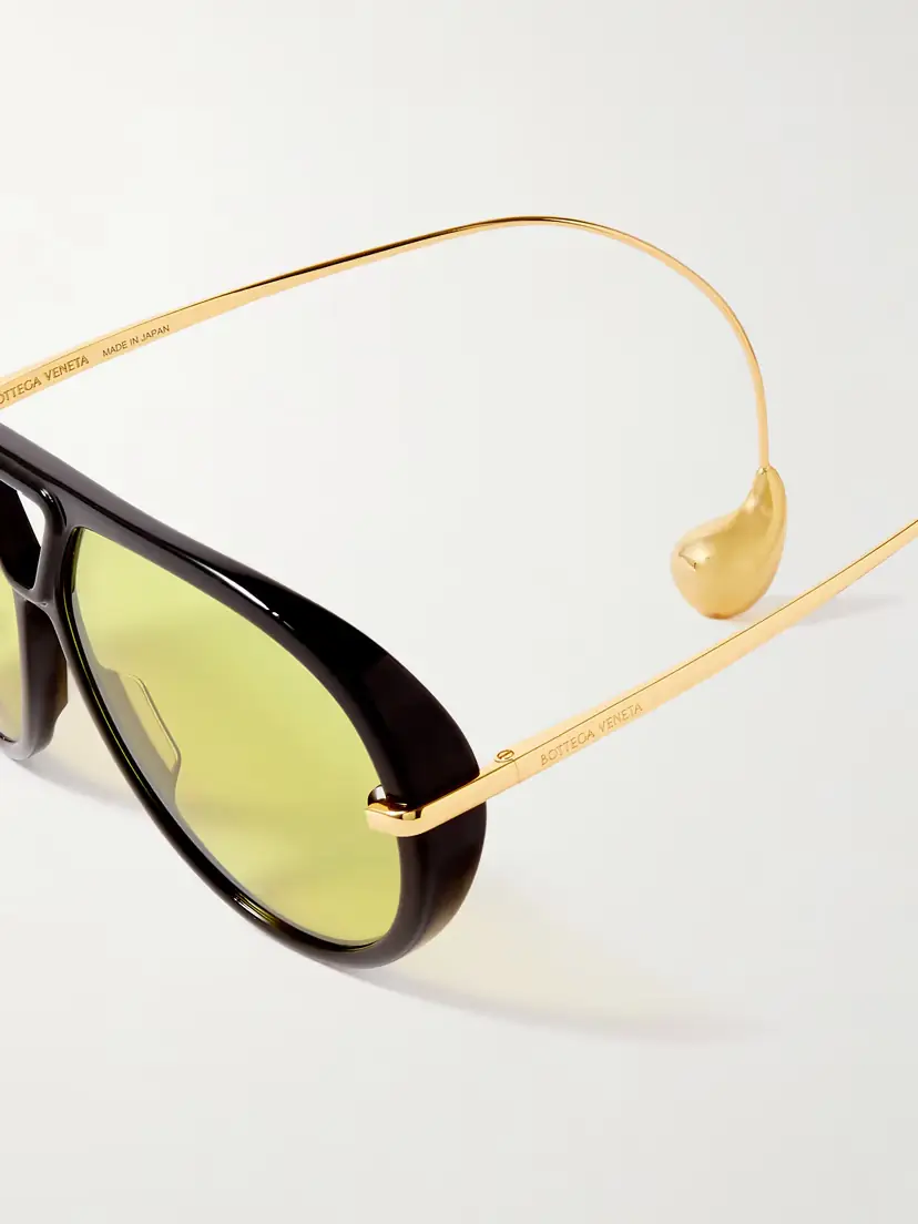 Bottega Veneta Eyewear Embellished Aviator-style Recycled-acetate And Gold-tone Sunglasses | Thumbnail 4