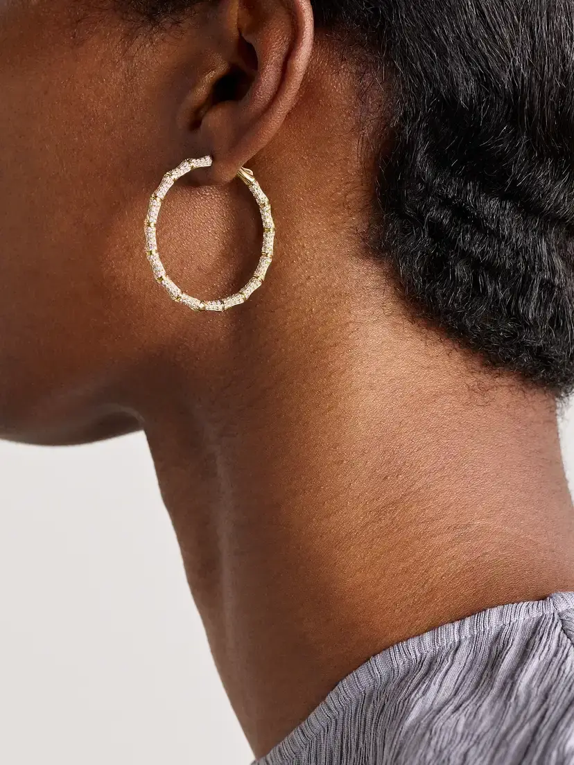 Anita Ko Bamboo 18-karat Gold Diamond Hoop Earrings | Thumbnail 2 Anita Ko Bamboo 18-karat Gold Diamond Hoop Earrings | Thumbnail 2