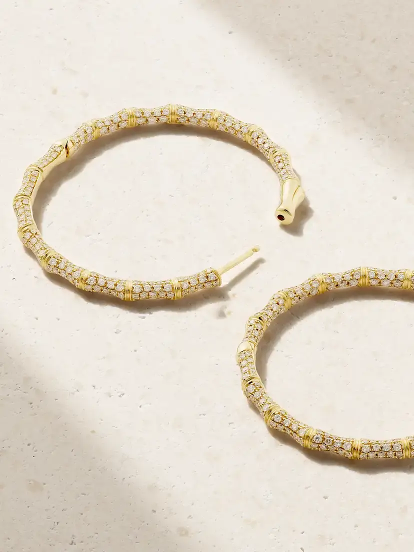 Anita Ko Bamboo 18-karat Gold Diamond Hoop Earrings | Thumbnail 3 Anita Ko Bamboo 18-karat Gold Diamond Hoop Earrings | Thumbnail 3