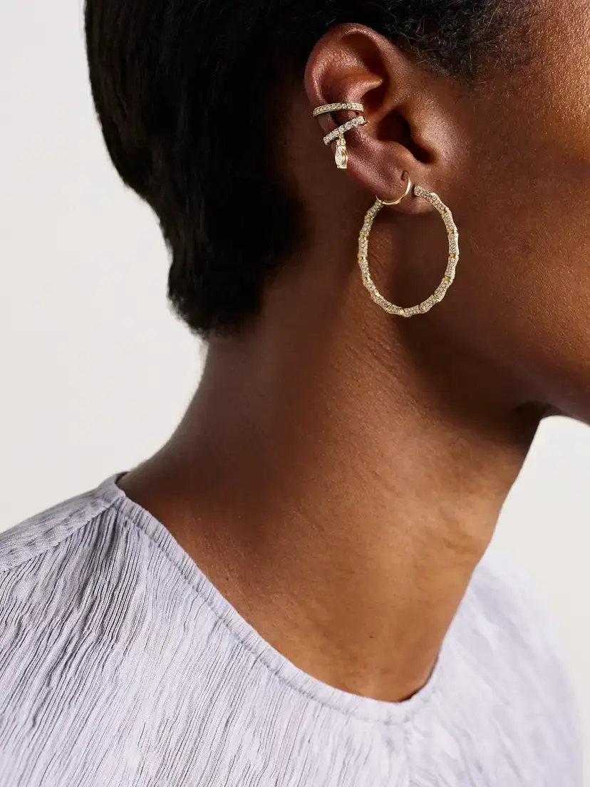 Anita Ko Bamboo 18-karat Gold Diamond Hoop Earrings | Thumbnail 4 Anita Ko Bamboo 18-karat Gold Diamond Hoop Earrings | Thumbnail 4