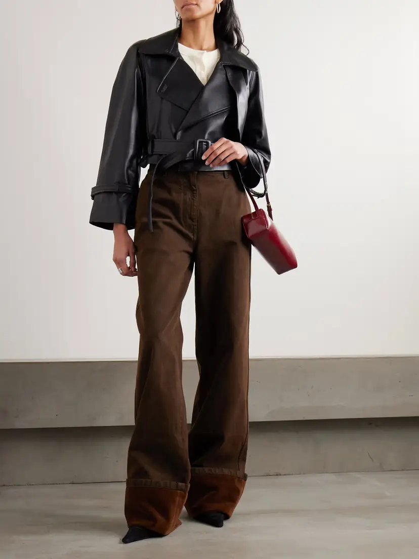 Nour Hammour Hatti Cropped Belted Leather Jacket | Thumbnail 2