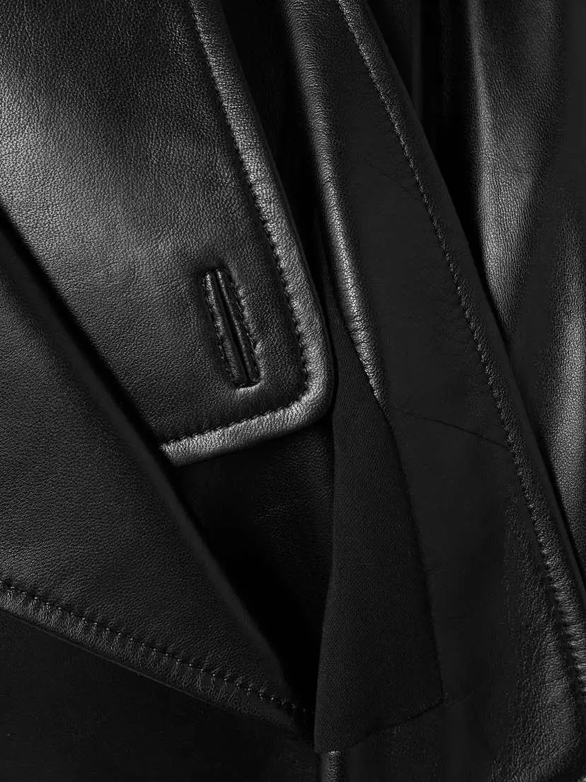 Nour Hammour Hatti Cropped Belted Leather Jacket | Thumbnail 5