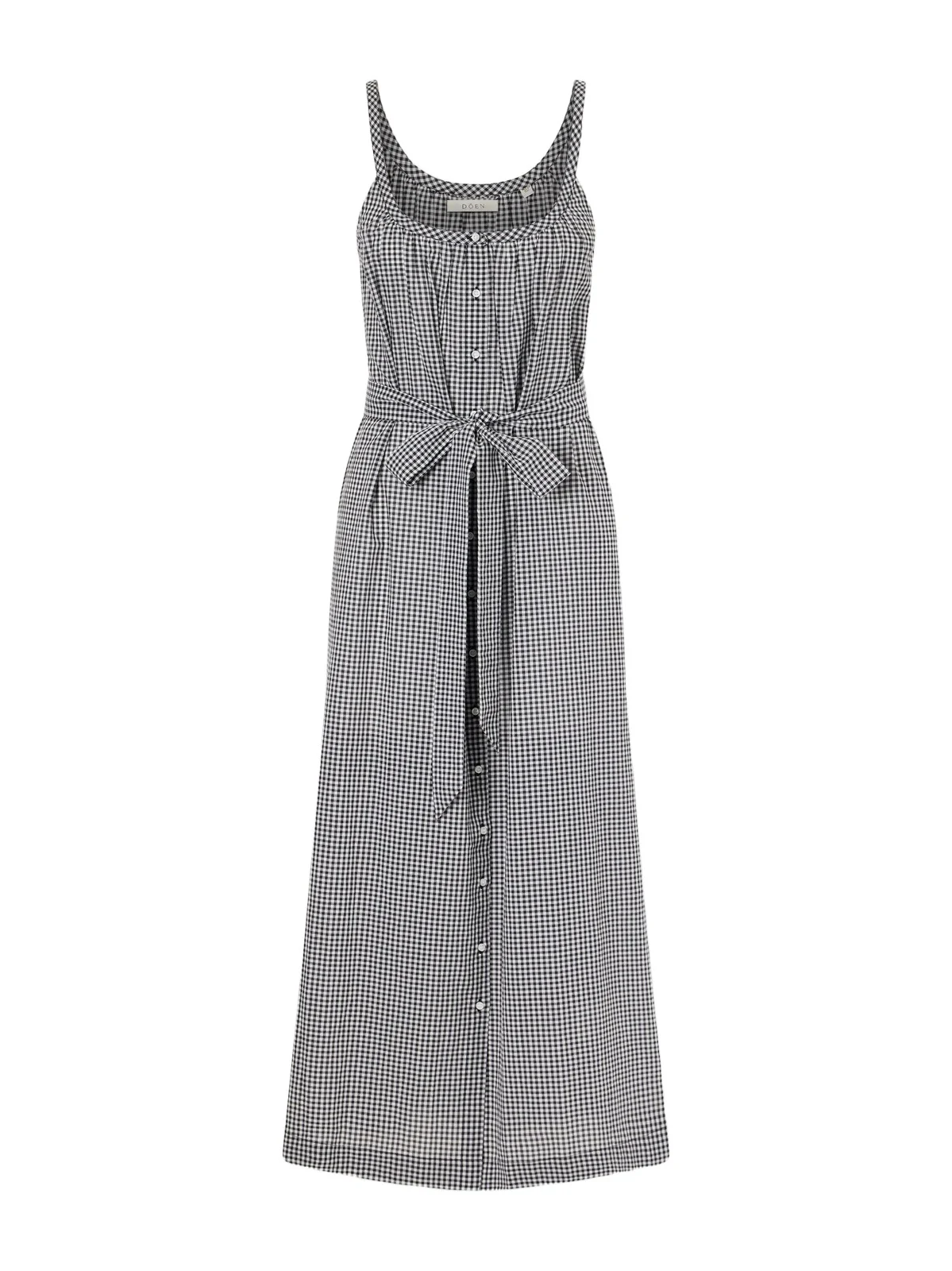 Nevita Belted Checked Organic Cotton Midi Dress Nevita Belted Checked Organic Cotton Midi Dress