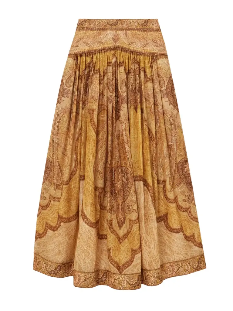 Zimmermann Wanderlust Gathered Printed Cotton-blend Maxi Skirt | Image 1 Zimmermann Wanderlust Gathered Printed Cotton-blend Maxi Skirt | Image 1