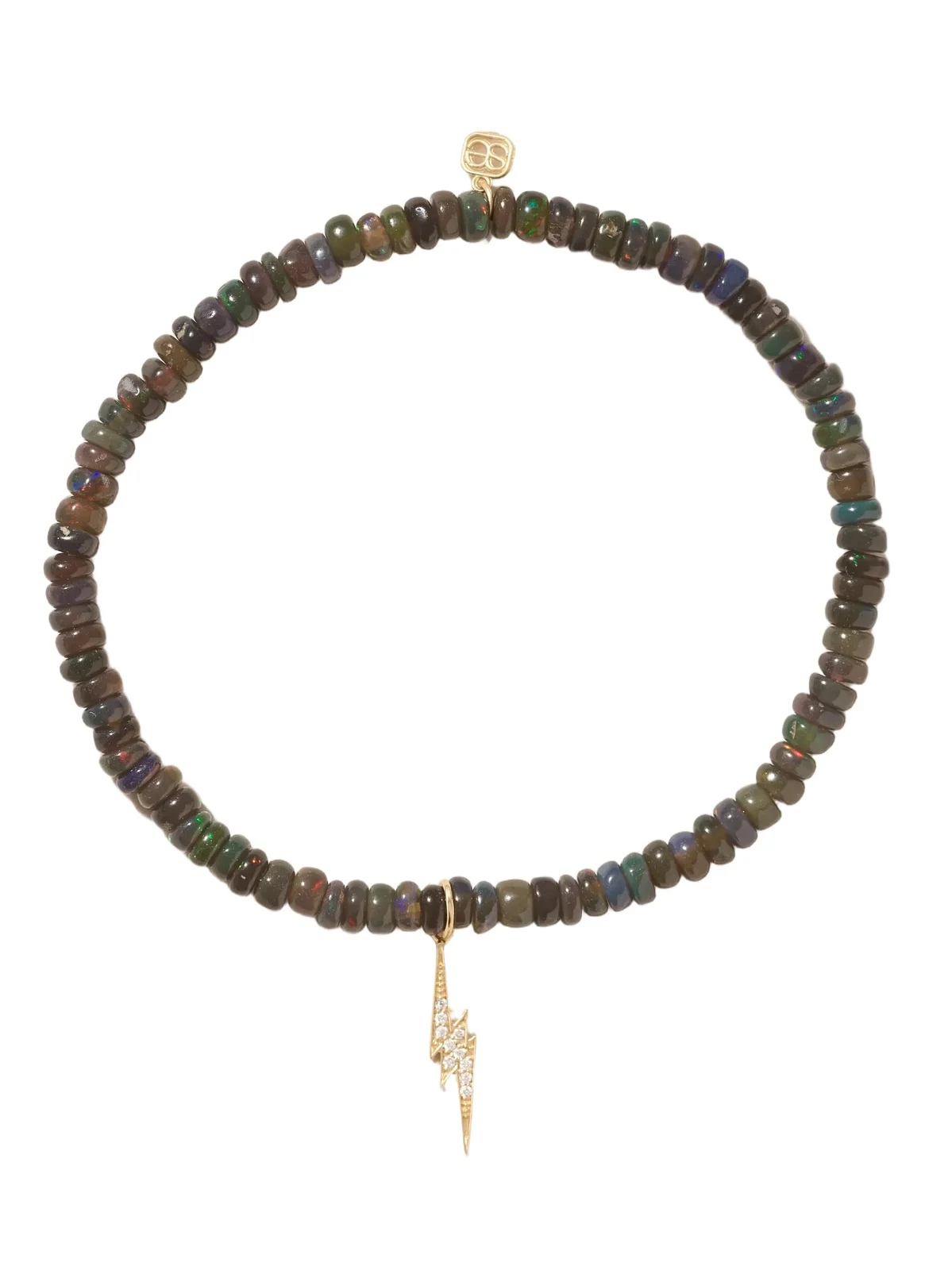 Sydney Evan Small Lightning Bolt 14-karat Gold, Opal And Diamond Bracelet
