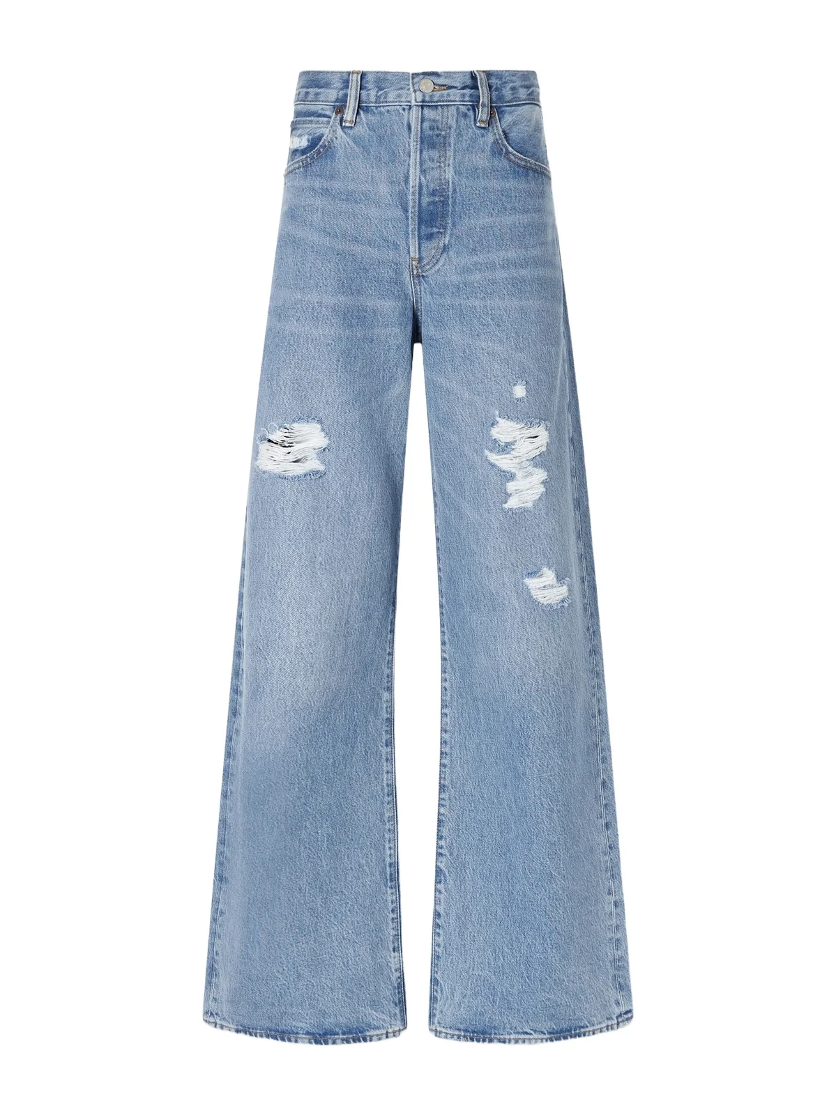 The Loose Distressed Low-rise Wide-leg Jeans