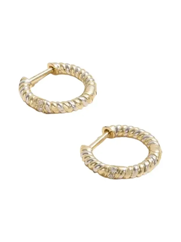 9-karat Yellow And White Gold Diamond Hoop Earrings 9-karat Yellow And White Gold Diamond Hoop Earrings