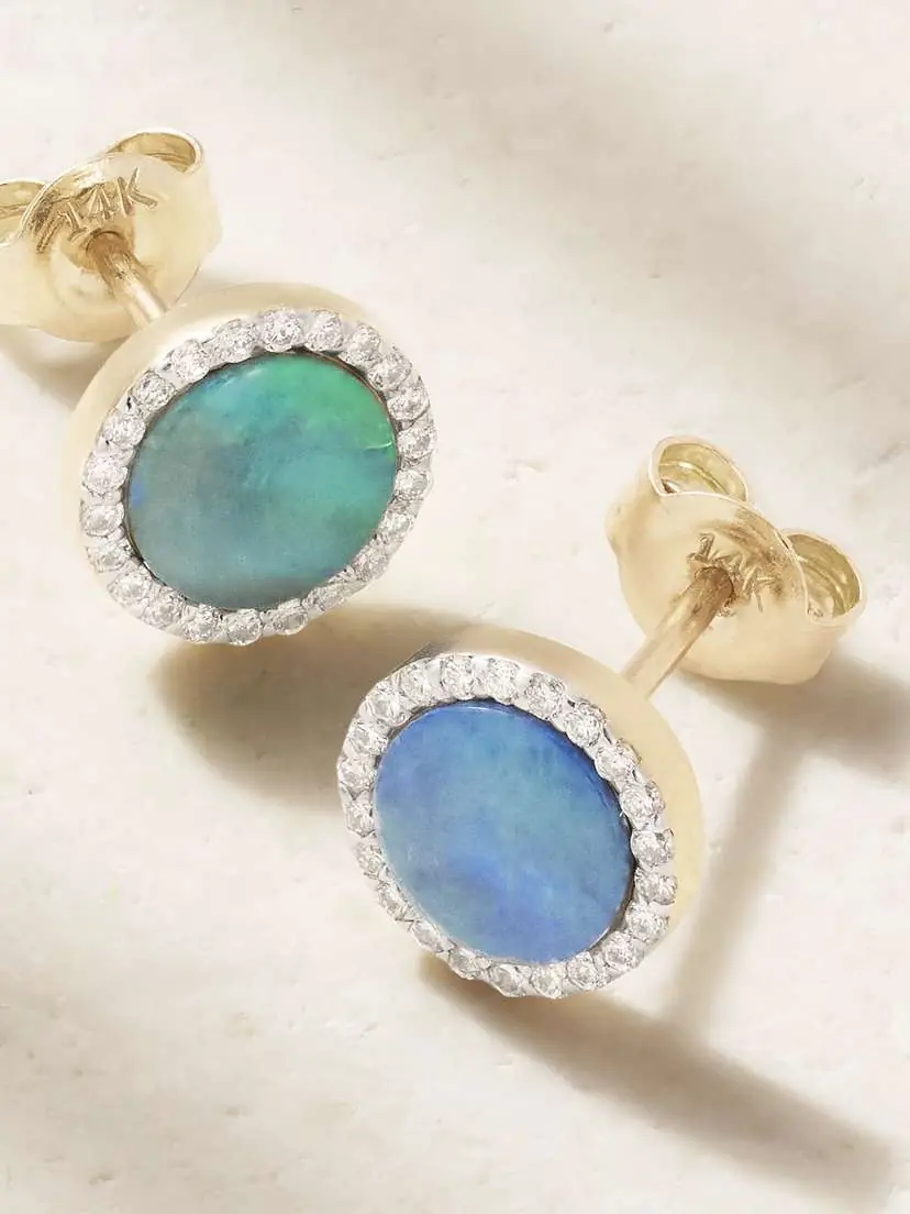 Mateo 14-karat Gold, Opal And Diamond Earrings - Blue | Thumbnail 3 Mateo 14-karat Gold, Opal And Diamond Earrings - Blue | Thumbnail 3