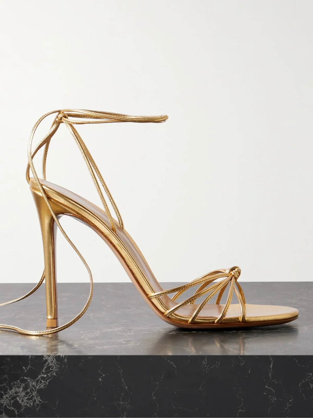 105 Lace-up Metallic Leather Sandals 105 Lace-up Metallic Leather Sandals