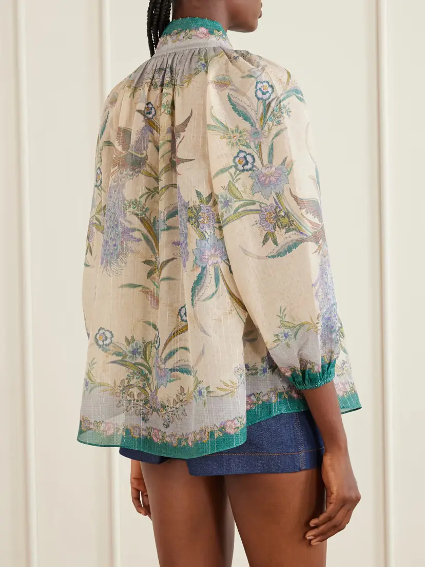 Zimmermann Indra Billow Metallic Cotton And Silk-blend Blouse - Multi | Thumbnail 4 Zimmermann Indra Billow Metallic Cotton And Silk-blend Blouse - Multi | Thumbnail 4