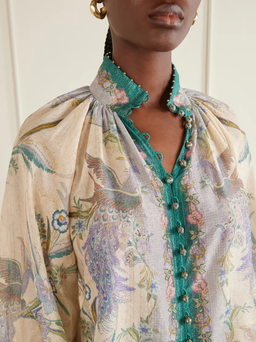Zimmermann Indra Billow Metallic Cotton And Silk-blend Blouse - Multi | Thumbnail 5 Zimmermann Indra Billow Metallic Cotton And Silk-blend Blouse - Multi | Thumbnail 5