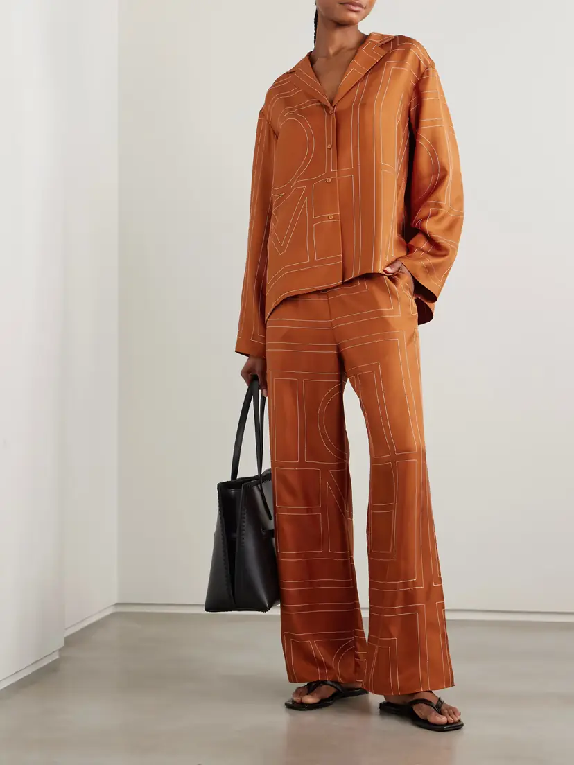 TOTEME Embroidered Silk-twill Wide-leg Pants | Thumbnail 2 TOTEME Embroidered Silk-twill Wide-leg Pants | Thumbnail 2