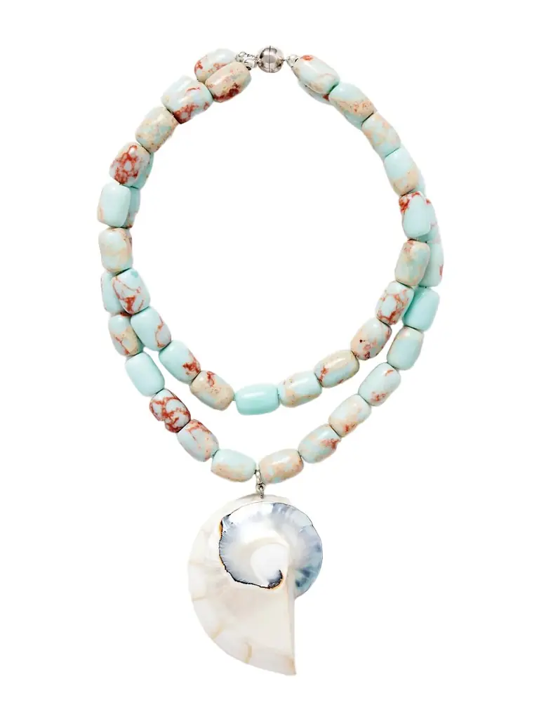 Julietta Nautilus Rhodium-plated, Resin, Agate And Shell Necklace | Image 1 Julietta Nautilus Rhodium-plated, Resin, Agate And Shell Necklace | Image 1