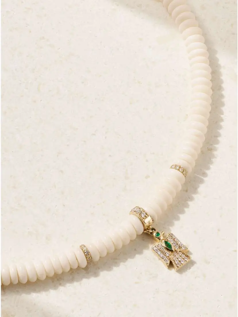 Jacquie Aiche Thunderbird 14-karat Gold, Bone, Diamond And Emerald Necklace | Thumbnail 4 Jacquie Aiche Thunderbird 14-karat Gold, Bone, Diamond And Emerald Necklace | Thumbnail 4