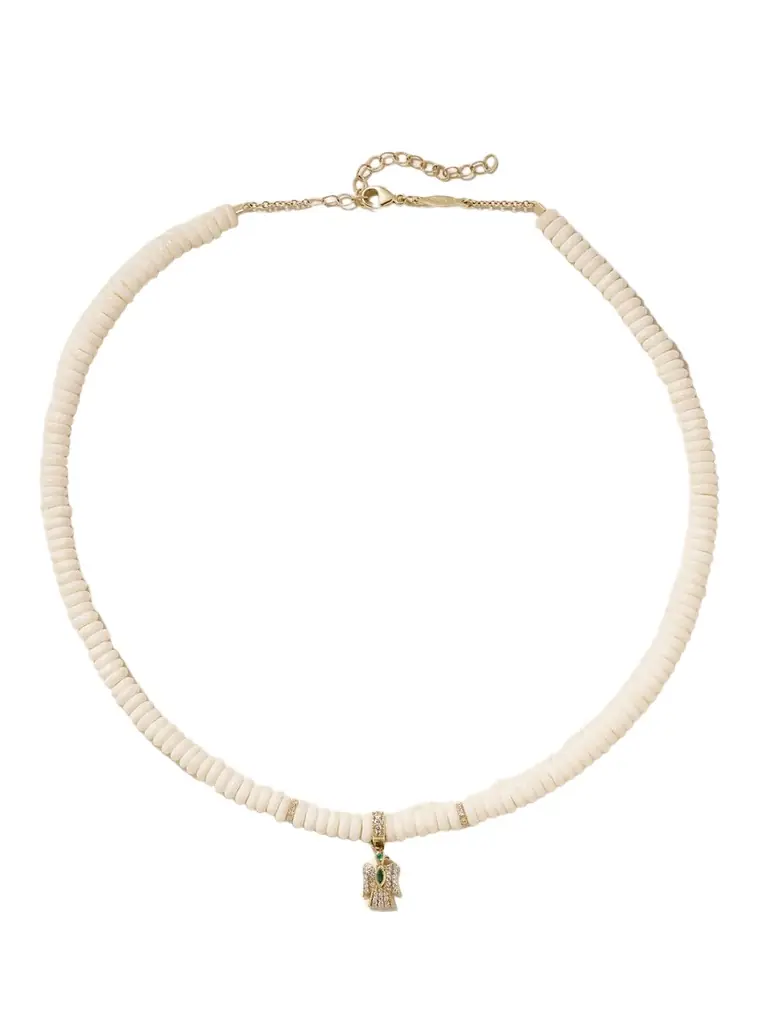 Jacquie Aiche Thunderbird 14-karat Gold, Bone, Diamond And Emerald Necklace | Image 1 Jacquie Aiche Thunderbird 14-karat Gold, Bone, Diamond And Emerald Necklace | Image 1