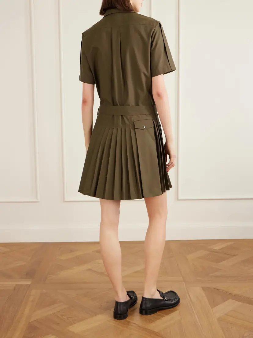 Loewe Belted Pleated Cotton-blend Mini Shirt Dress | Thumbnail 3 Loewe Belted Pleated Cotton-blend Mini Shirt Dress | Thumbnail 3