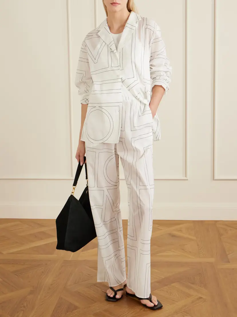 TOTEME Embroidered Organic Cotton And Lyocell-blend Wide-leg Pants | Thumbnail 2