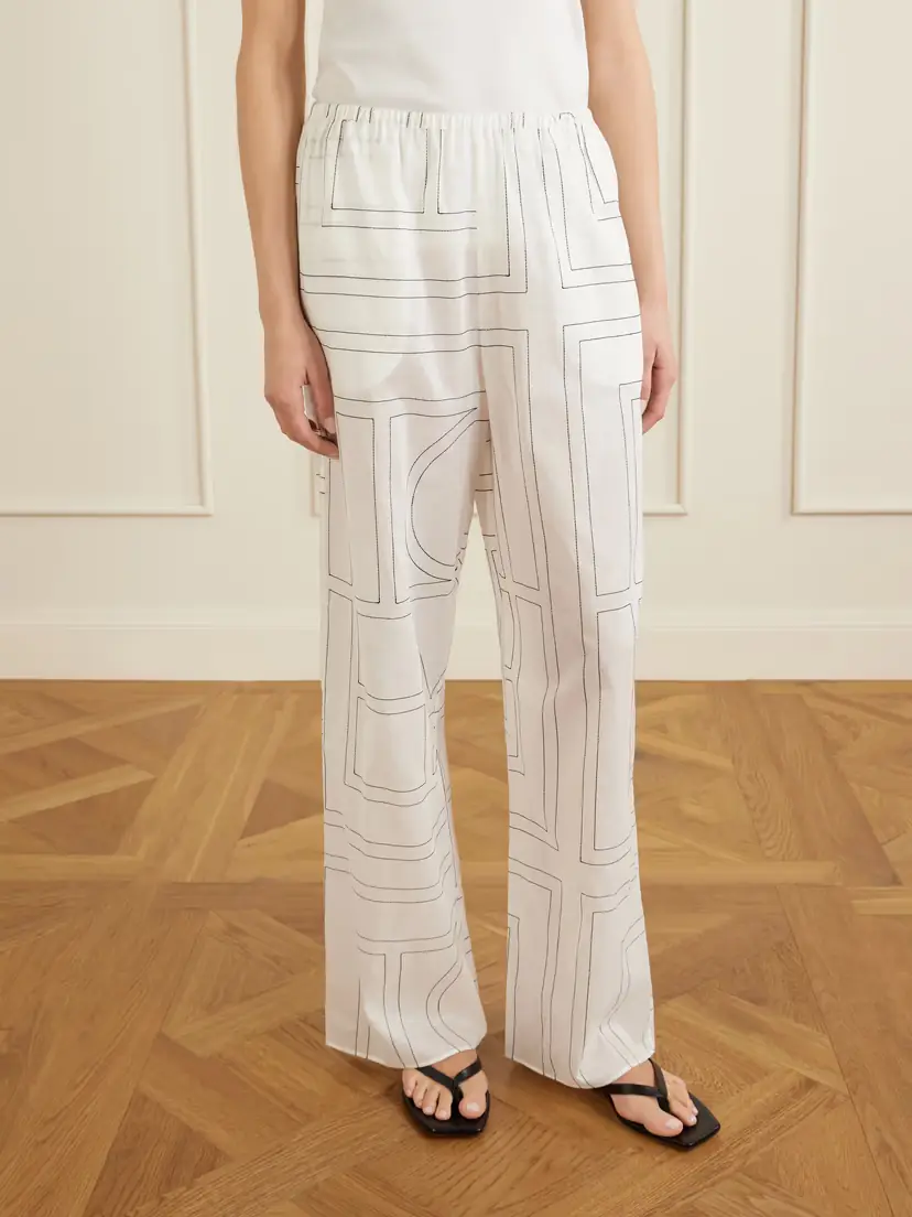 TOTEME Embroidered Organic Cotton And Lyocell-blend Wide-leg Pants | Thumbnail 3