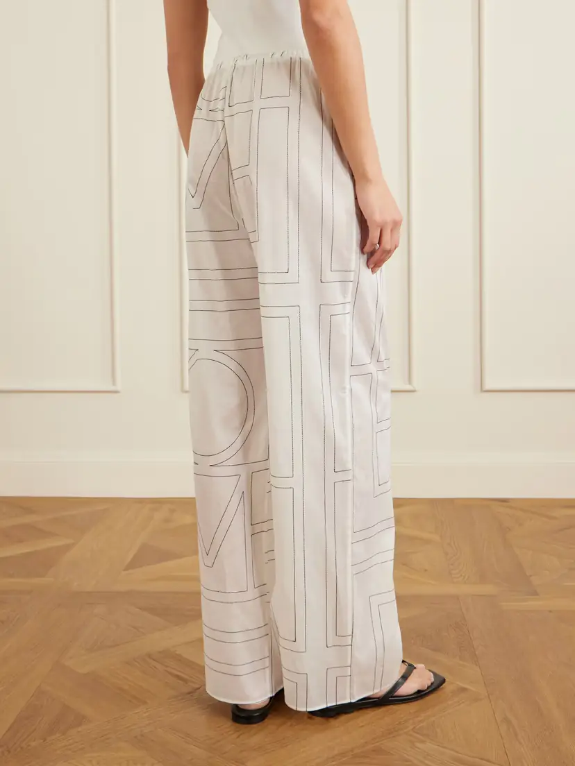 TOTEME Embroidered Organic Cotton And Lyocell-blend Wide-leg Pants | Thumbnail 4
