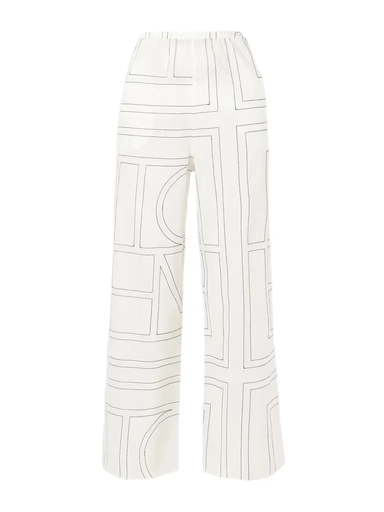 Embroidered Organic Cotton And Lyocell-blend Wide-leg Pants