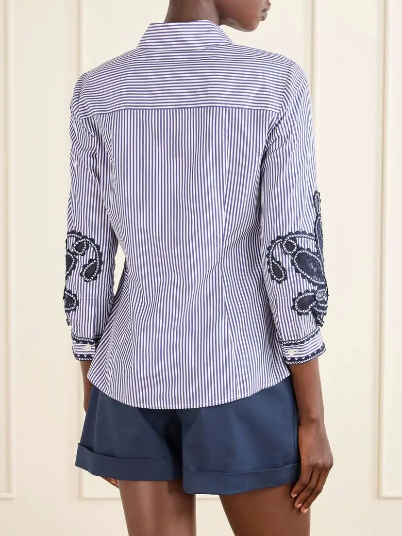 Carolina Herrera Embroidered Striped Cotton-poplin Shirt | Thumbnail 4 Carolina Herrera Embroidered Striped Cotton-poplin Shirt | Thumbnail 4