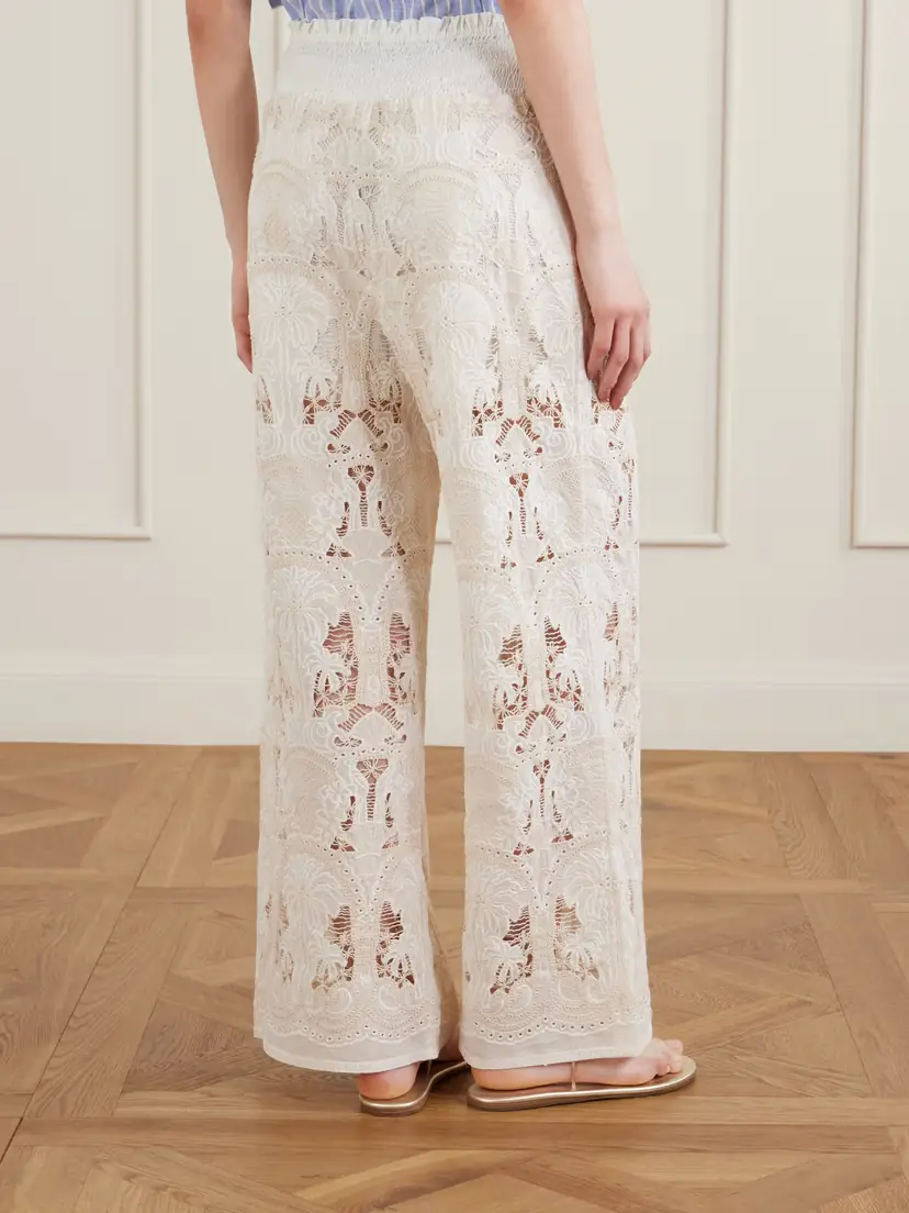 Loretta Caponi Speranza Corded Lace Cotton-blend Straight-leg Pants | Thumbnail 3 Loretta Caponi Speranza Corded Lace Cotton-blend Straight-leg Pants | Thumbnail 3