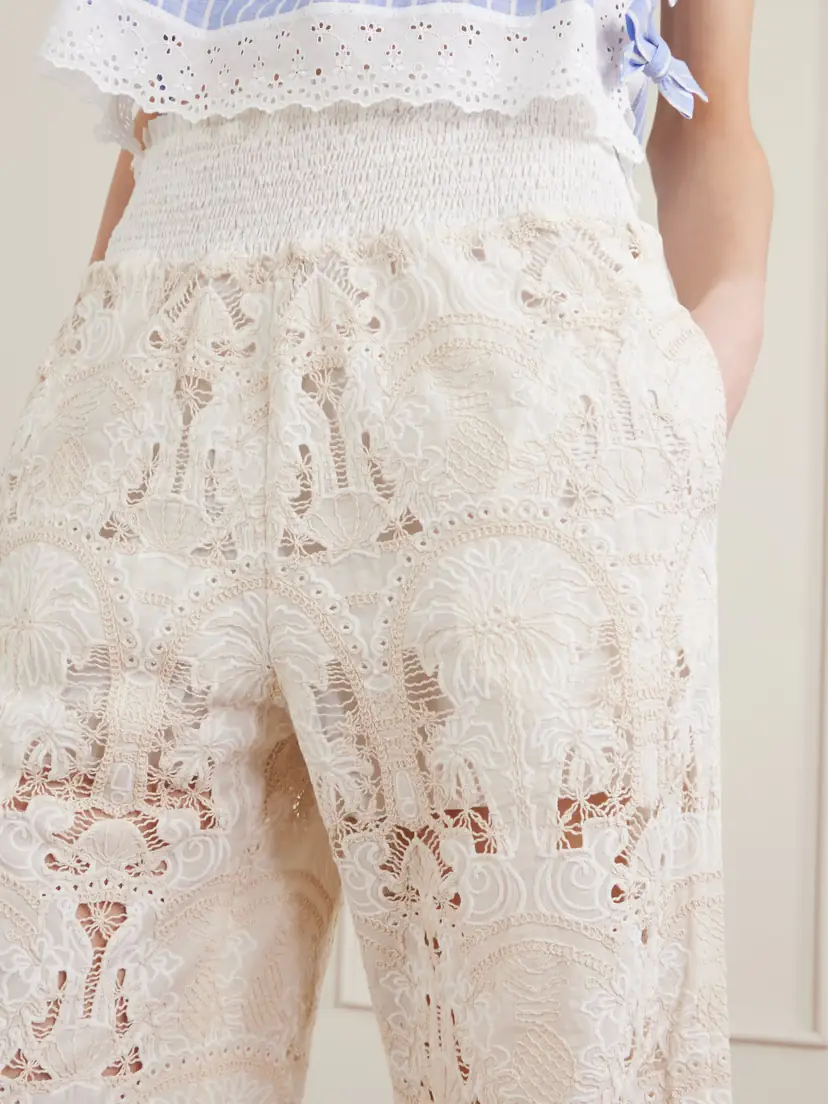 Loretta Caponi Speranza Corded Lace Cotton-blend Straight-leg Pants | Thumbnail 4 Loretta Caponi Speranza Corded Lace Cotton-blend Straight-leg Pants | Thumbnail 4
