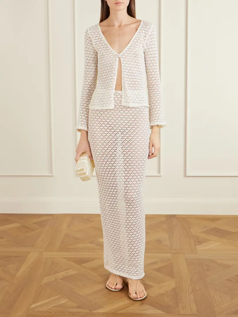 SARA CRISTINA Arena Crochet-knit Cotton Coverup | Thumbnail 2