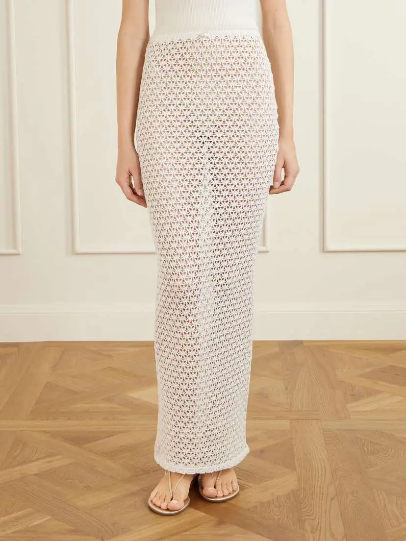 SARA CRISTINA Arena Crochet-knit Cotton Coverup | Thumbnail 3