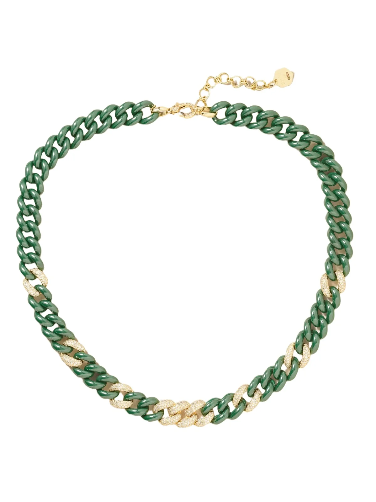 SHAY Essential Link 18-karat Gold, Ceramic And Diamond Necklace - Green