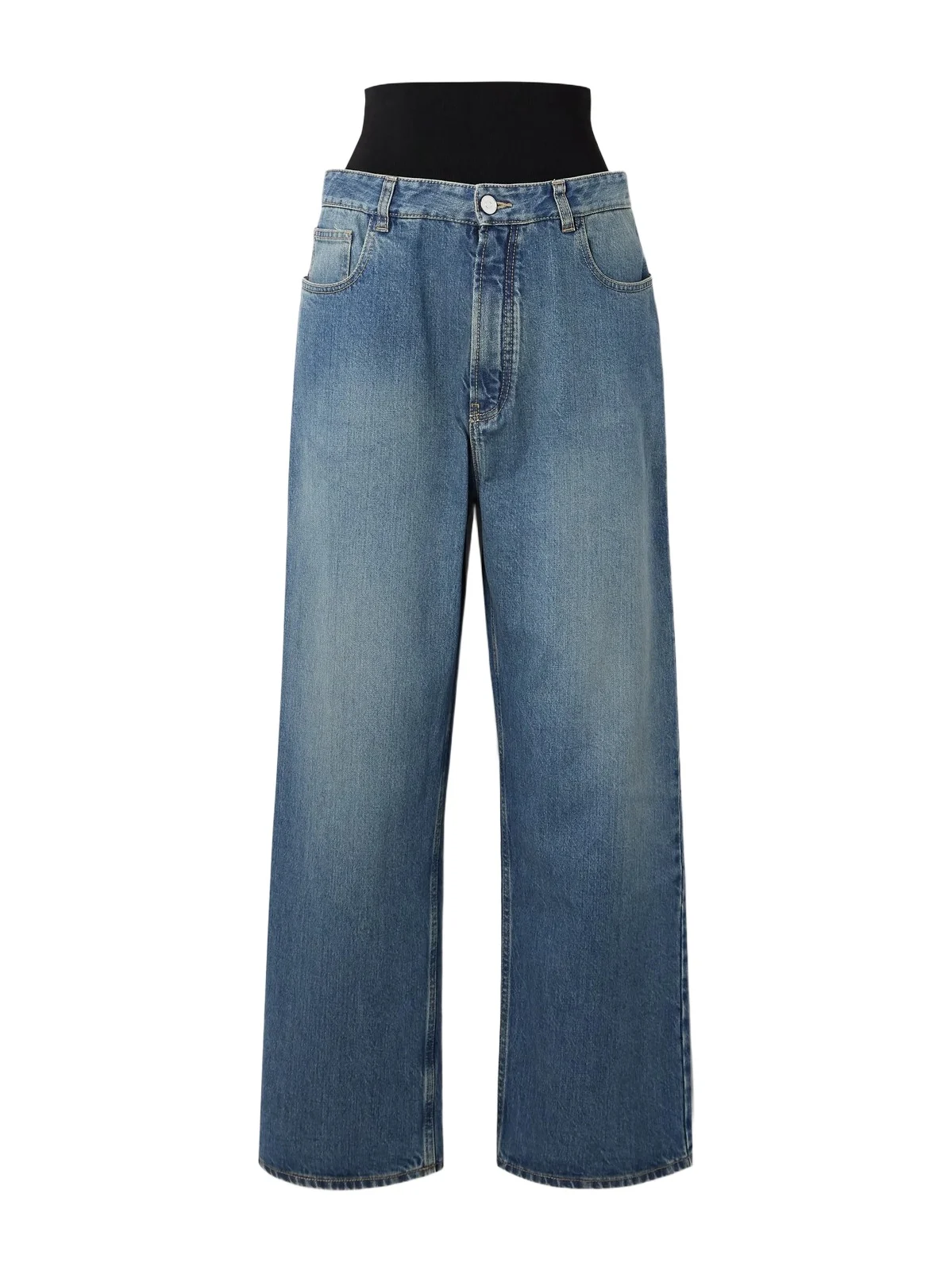 Layered Jersey-trimmed Wide-leg Jeans Layered Jersey-trimmed Wide-leg Jeans