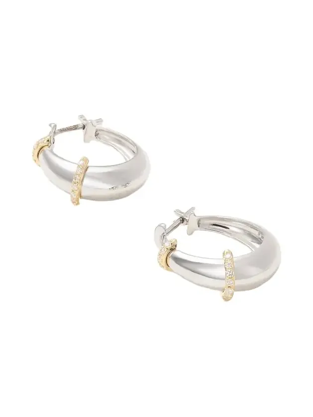 Buoy 18-karat White And Yellow Gold Diamond Hoop Earrings Buoy 18-karat White And Yellow Gold Diamond Hoop Earrings