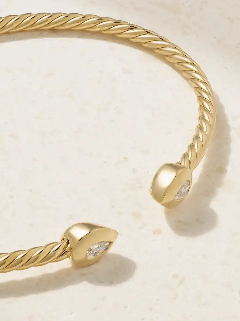 David Yurman Petite Modern Renaissance® Cablespira® 18-karat Gold Diamond Cuff | Thumbnail 4 David Yurman Petite Modern Renaissance® Cablespira® 18-karat Gold Diamond Cuff | Thumbnail 4