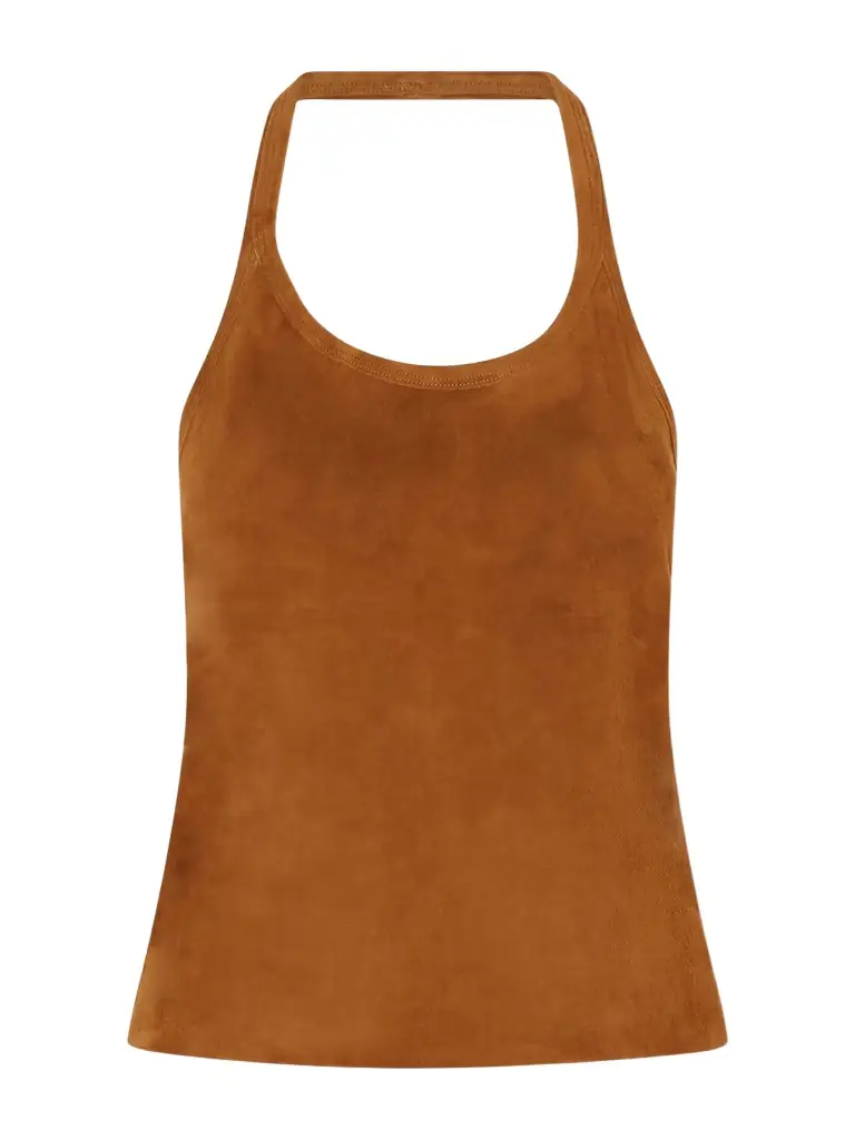 STOULS Cherry Open-back Suede Halterneck Tank | Image 1 STOULS Cherry Open-back Suede Halterneck Tank | Image 1