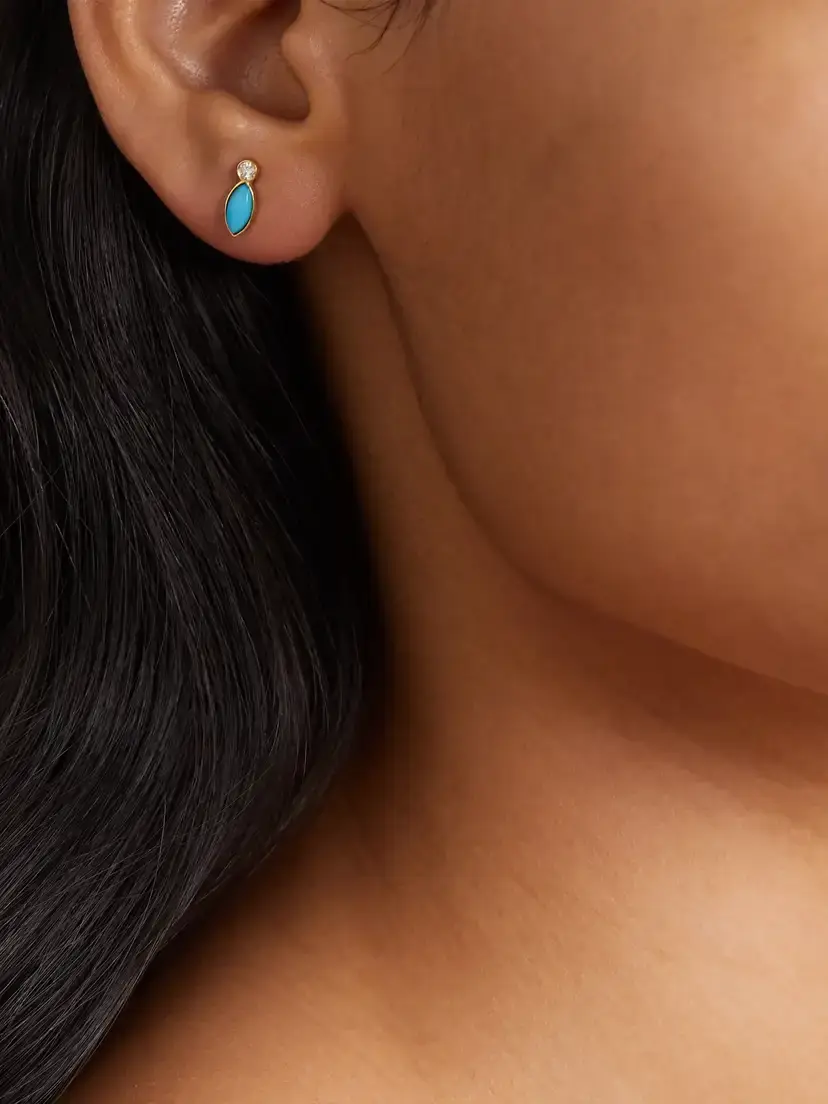 Jennifer Meyer 18-karat Gold, Turquoise And Diamond Earrings | Thumbnail 2 Jennifer Meyer 18-karat Gold, Turquoise And Diamond Earrings | Thumbnail 2