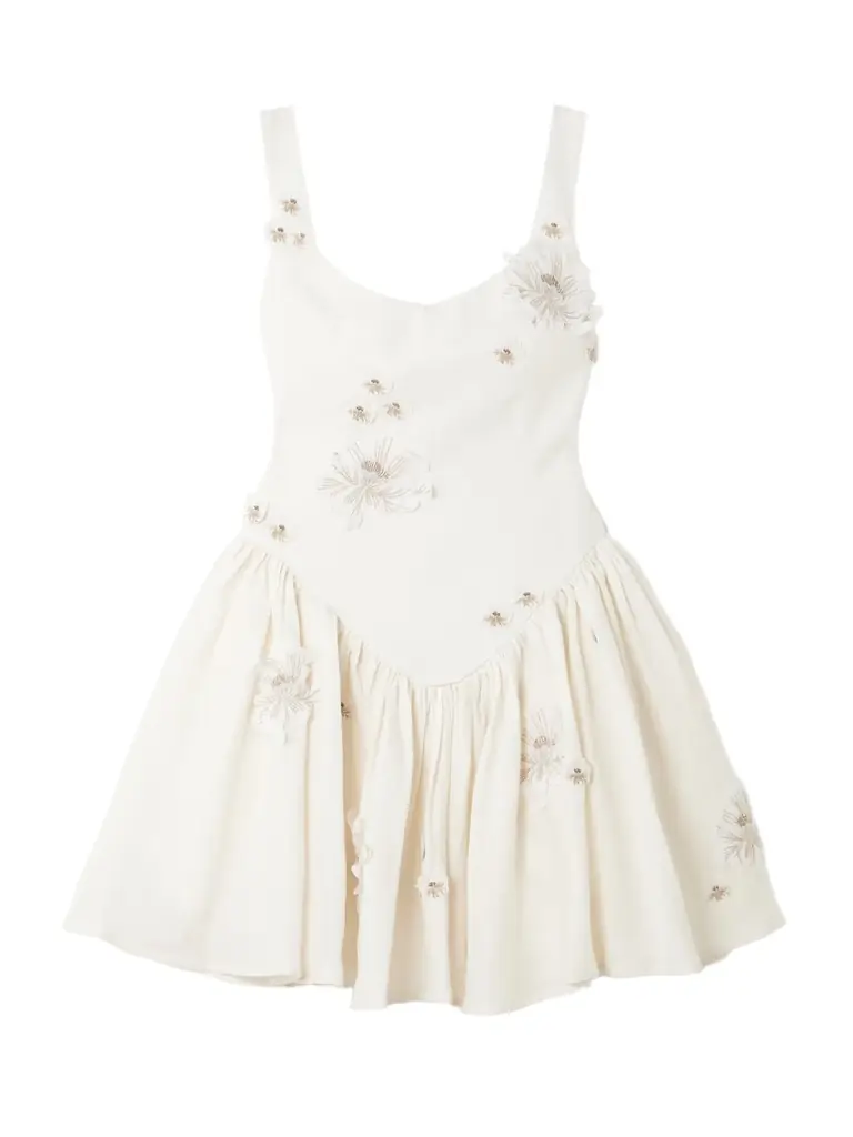 Agua by Agua Bendita Lima Embellished Appliquéd Linen Mini Dress | Image 1 Agua by Agua Bendita Lima Embellished Appliquéd Linen Mini Dress | Image 1