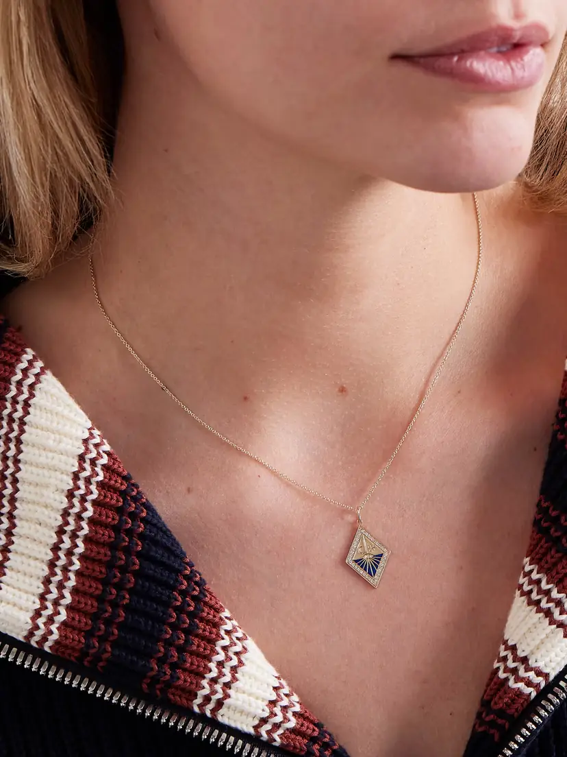 Sydney Evan Sundial 14-karat Gold, Enamel And Diamond Necklace - Blue | Thumbnail 2 Sydney Evan Sundial 14-karat Gold, Enamel And Diamond Necklace - Blue | Thumbnail 2